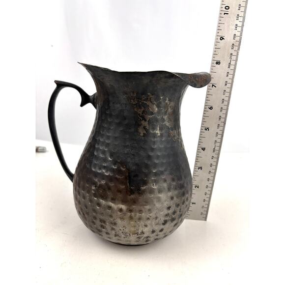 Vintage Hammered Pewter Jug Pitcher - Picture 3 of 15